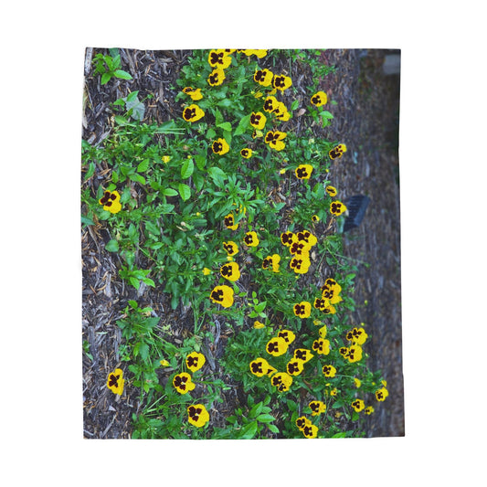Cozy Yellow Pansy Velveteen Plush Blanket